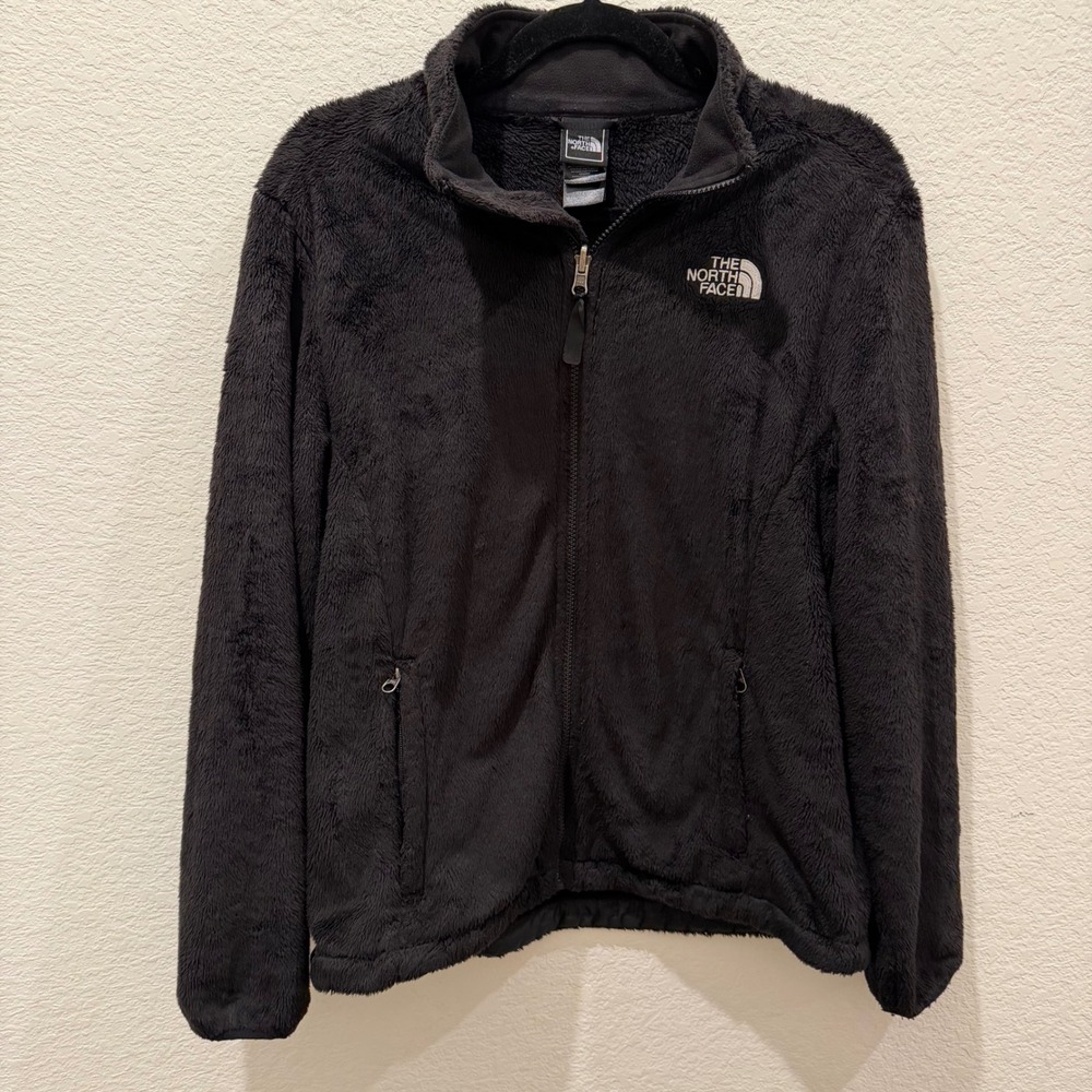 The North Face Osito Fleece Jacket Womens Large Black Full Zip Soft Fuzzy Coat